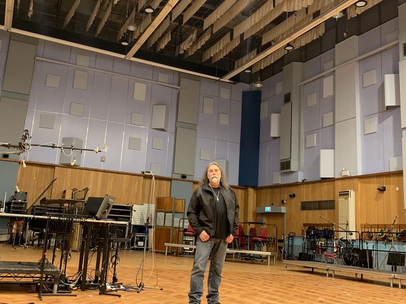 Warren Wyatt in a recording studio at Abbey Road Studios